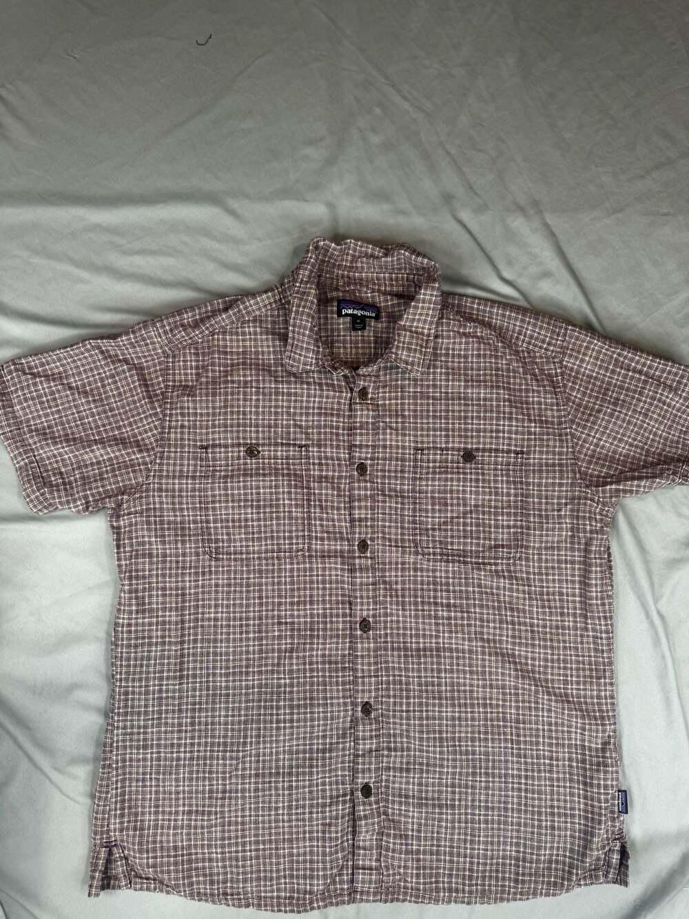 Patagonia Men's Size XL Brown Plaid Short Sleeve Button-Up Shirt